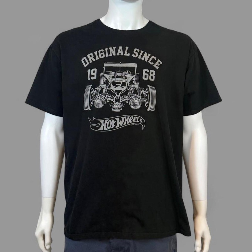Hot Wheels Bone Shaker Skull Graphic T-Shirt Mens XL Black Port & Company 1968